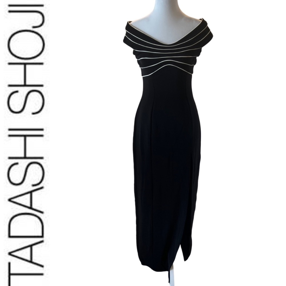 TADASHI SHOJI vintage black and white evening gown
